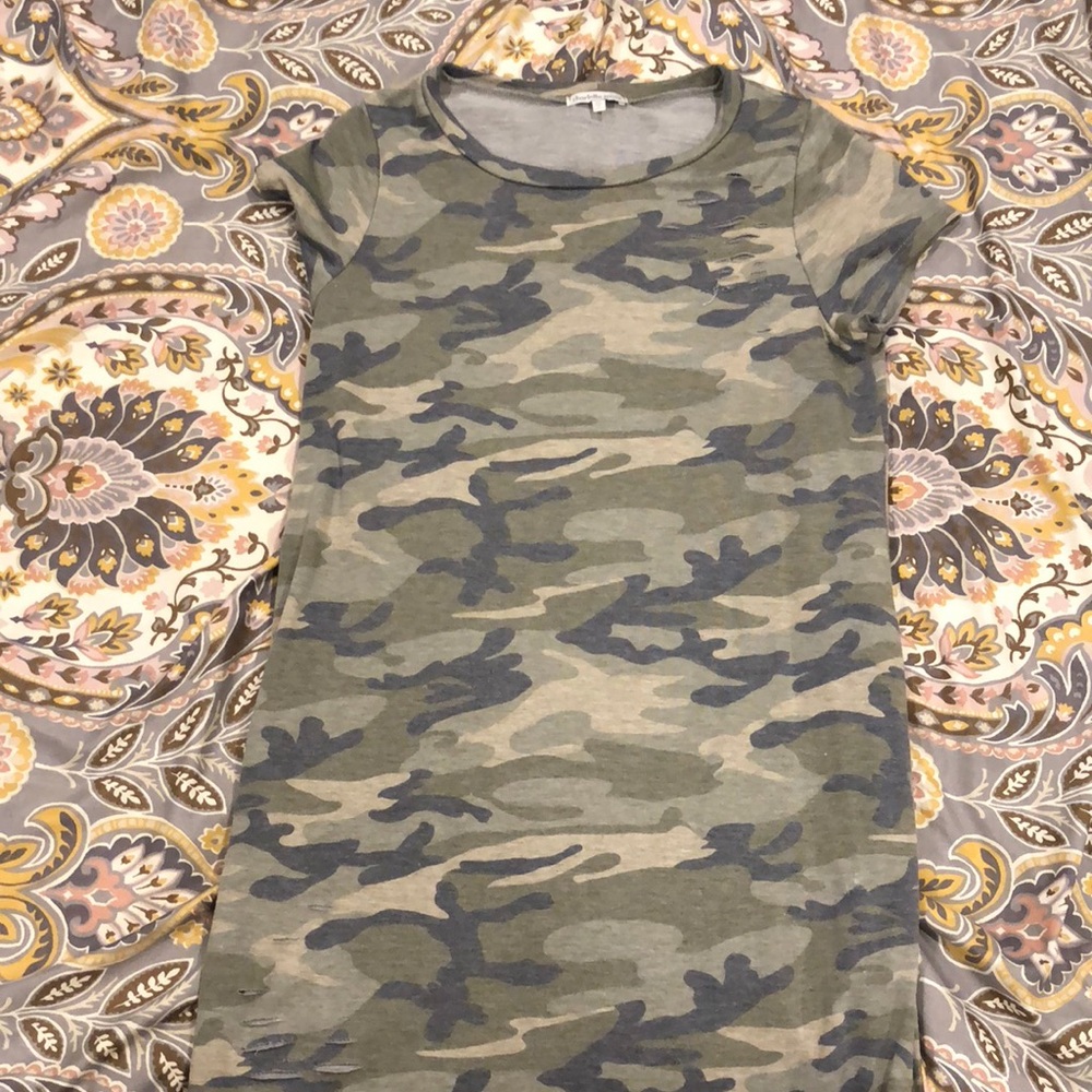 Camo distressed T-shirt dress